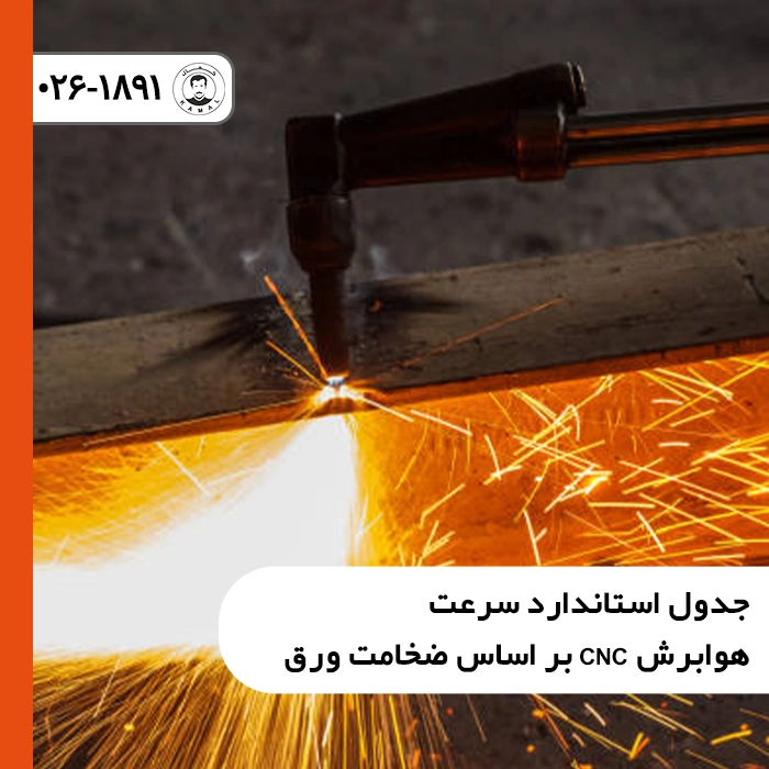 جدول استاندارد سرعت هوابرش CNC بر اساس ضخامت ورق